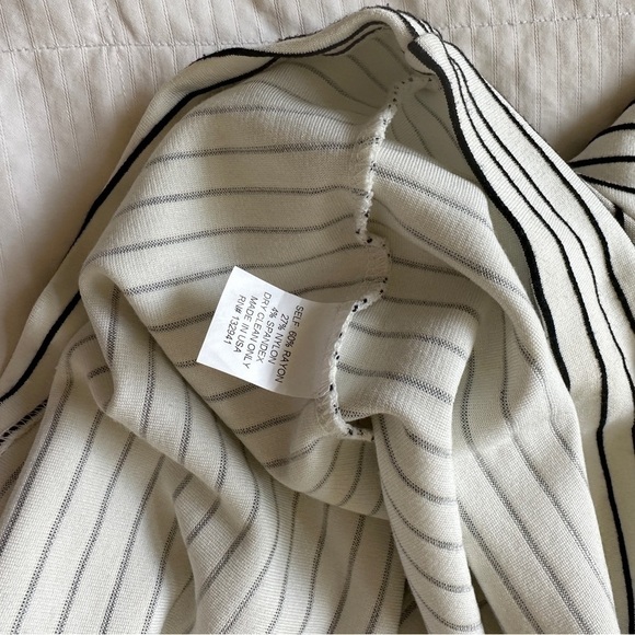 Amanda Uprichard Serena Black White Striped Tie Nautical Short Sleeve Dress - Picture 4 of 6